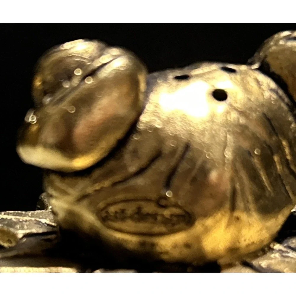 Frog Head Salt & Pepper Shakers Brass Toned Glass by AST Designs Figural Whimsy